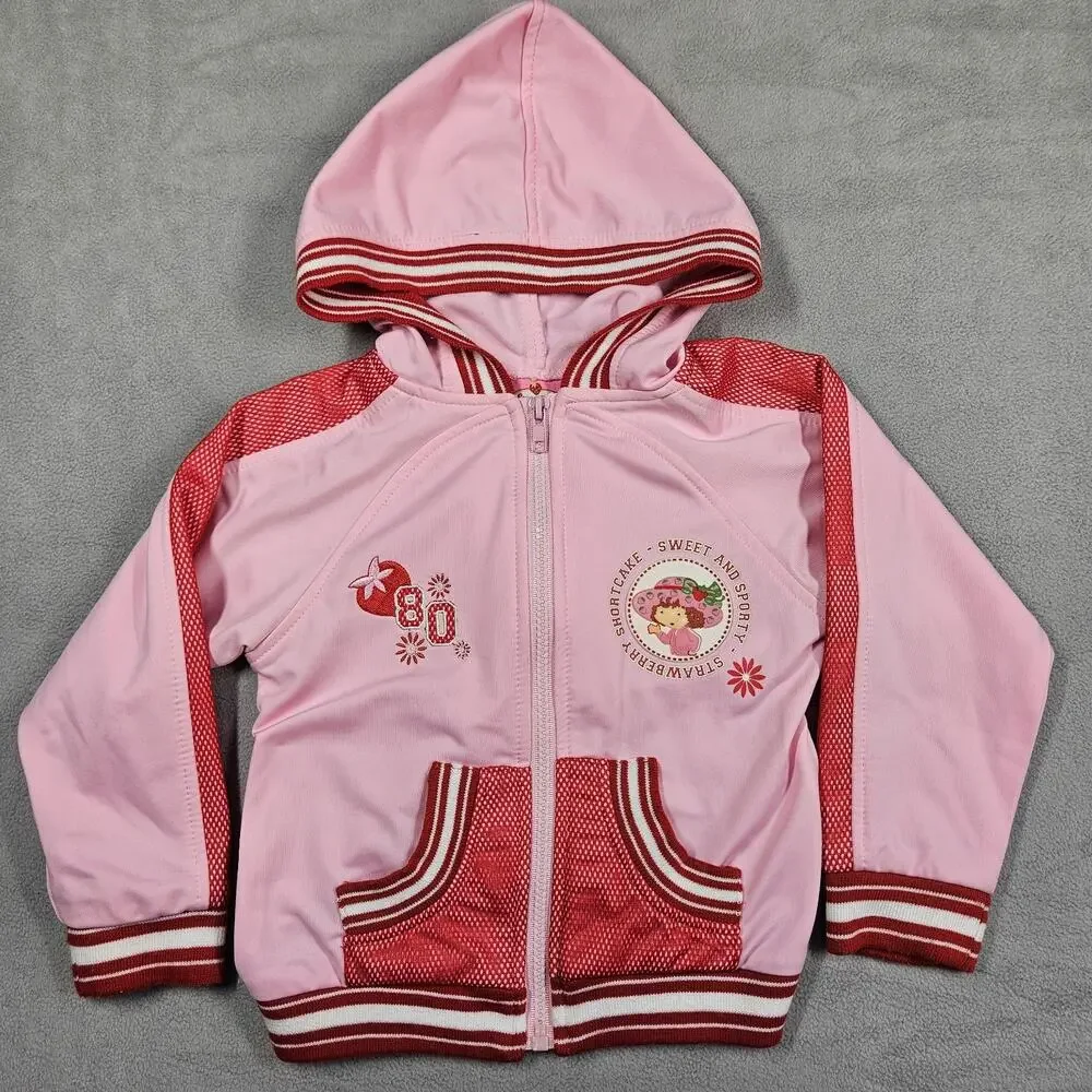 Vintage Y2K Strawberry Shortcake Tracksuit Girl 4T Jacket Pants Pink Outfit 2006